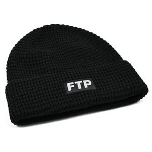 FTP‎ fuckthepopulation - Waffle Knit Logo Beanie Black - NEW